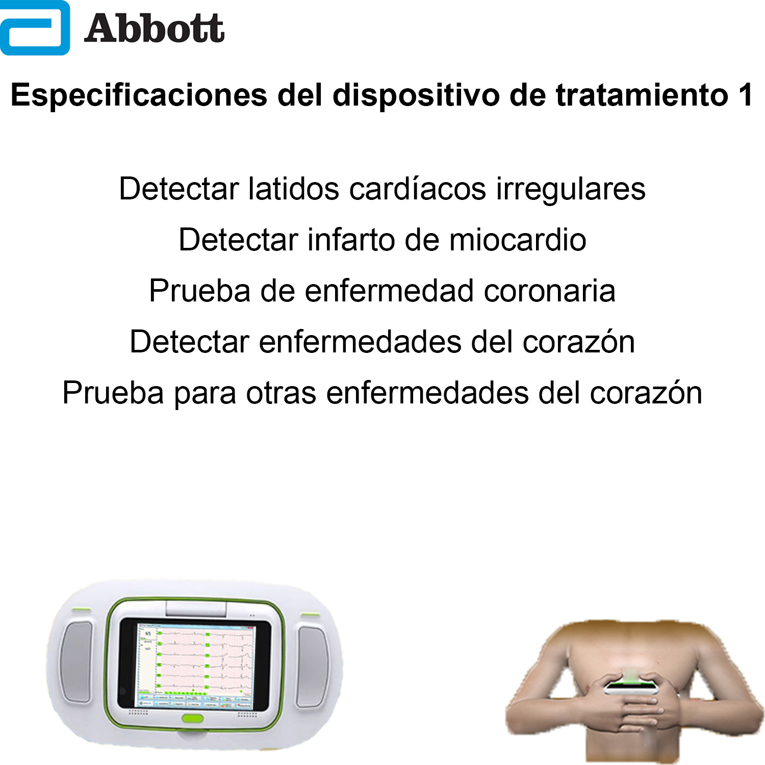 Especificaciones del instrumento terapéutico 1 (detección de arritmia + detección de infarto de miocardio + detección de enfermedad coronaria + detección de enfermedad cardíaca + detección de otras enfermedades cardíacas)